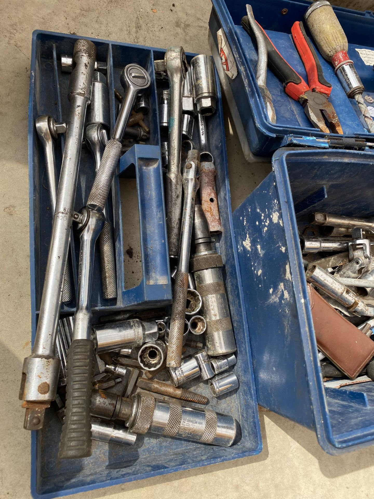 A TOOL BOX CONTAINING AN ASSORTMENT OF SOCKETS AND PLIERS ETC - Image 2 of 2