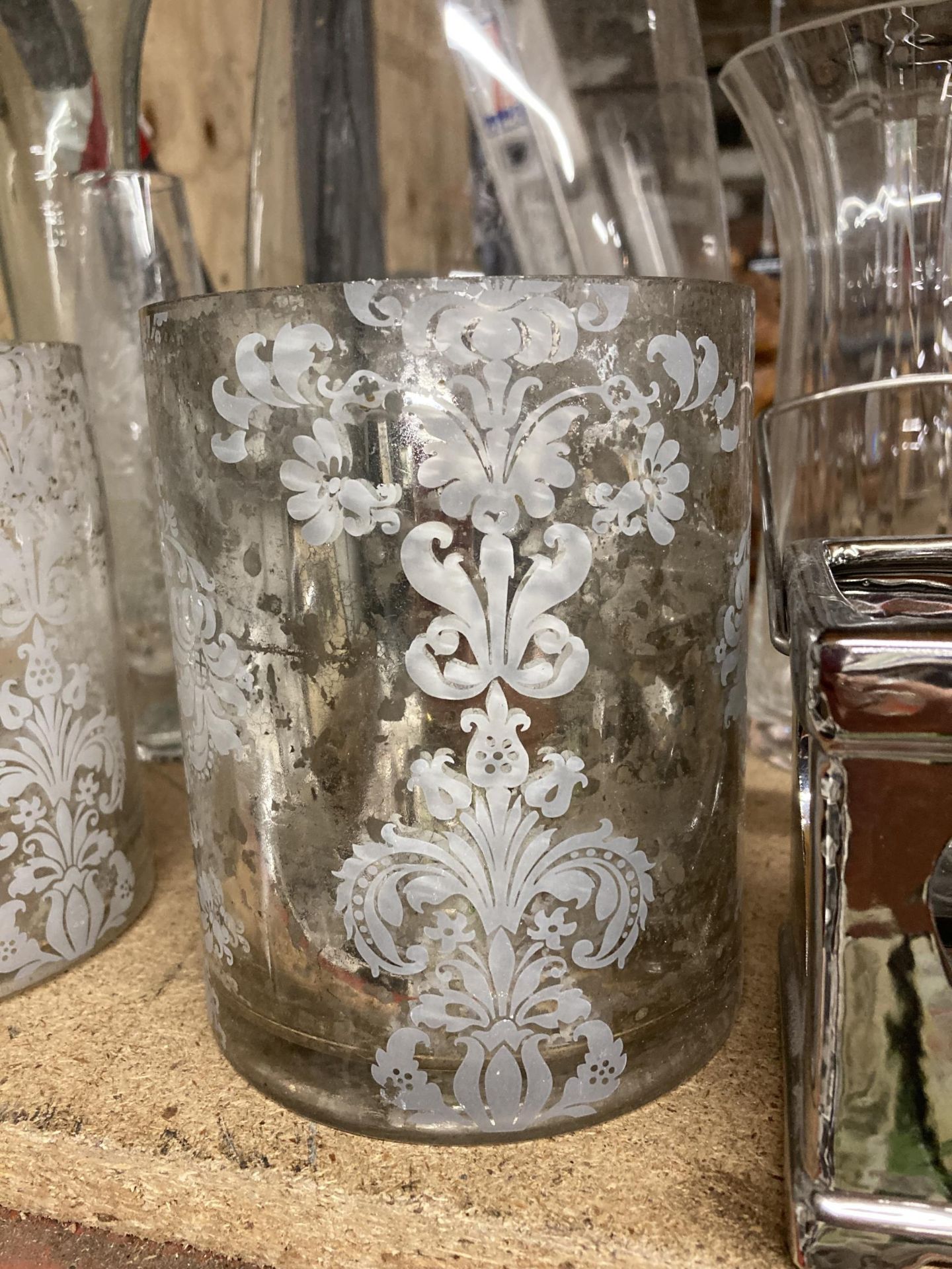 A QUANTITY OF GLASSWARE VASES AND CANDLE HOLDERS - Image 2 of 3