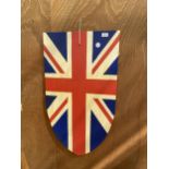 A WOODEN HAND PAINTED UNION JACK SIGN