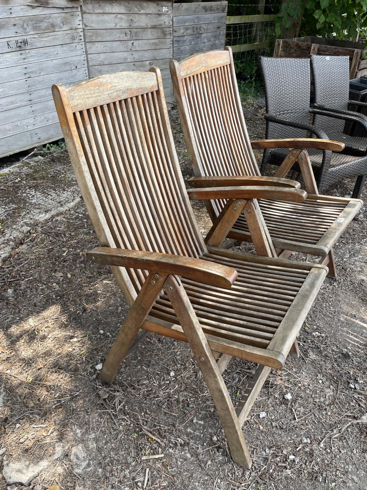 TWO TEAK FOLDING GARDEN CHAIRS - Image 2 of 2