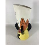 A LORNA BAILEY HANDPIANTED AND SIGNED VASE HILLPORT PATTERN HEIGHT 24CM