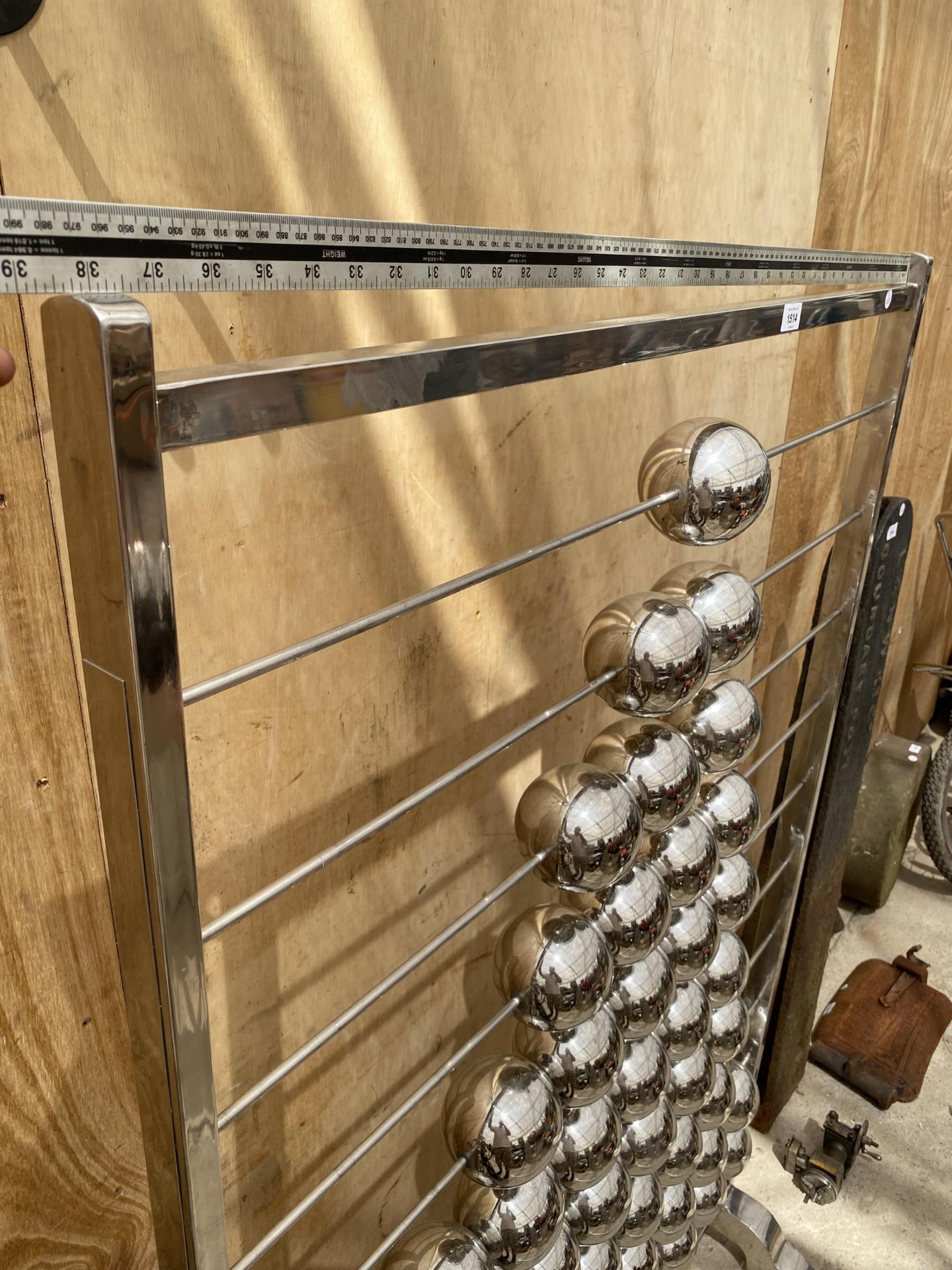 A LARGE STAINLESS STEEL ABACUS BY SAM AND SARA - Image 4 of 5
