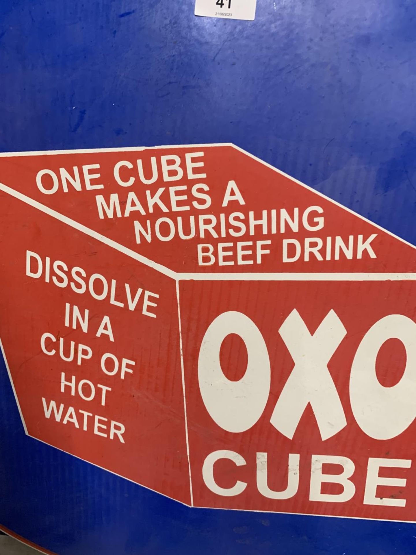 A LARGE METAL OXO CUBE CIRCULAR SIGN, DIAMETER 61CM - Image 2 of 2