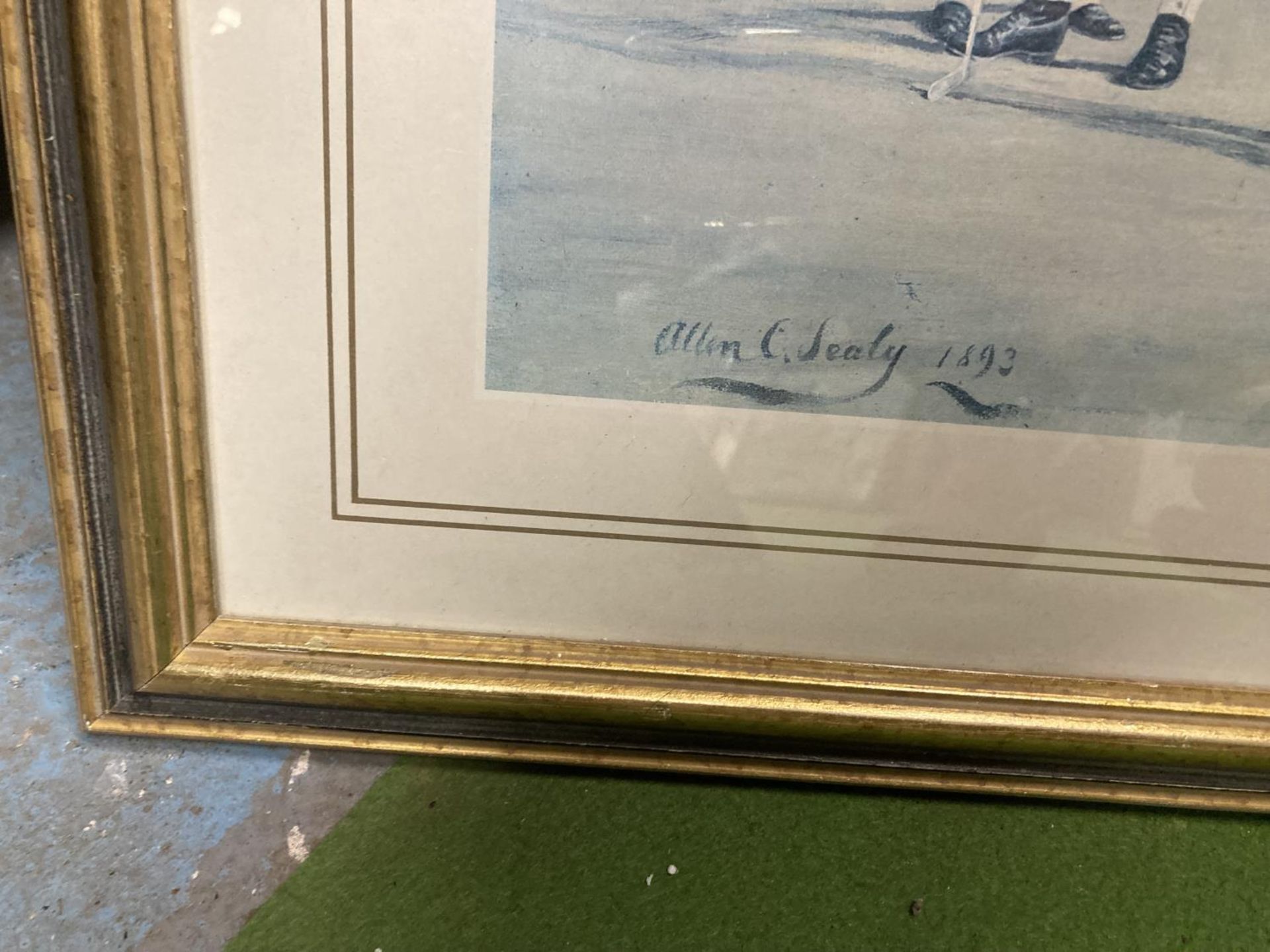 A LARGE GILT FRAMED ALLEN C SEALY GOLFING PRINT - Image 2 of 3