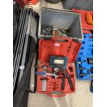 AN ASSORTMENT OF TOOLS TO INCLUDE A VACUUM AND PRESSURE TEST KIT AND SOCKETS ETC