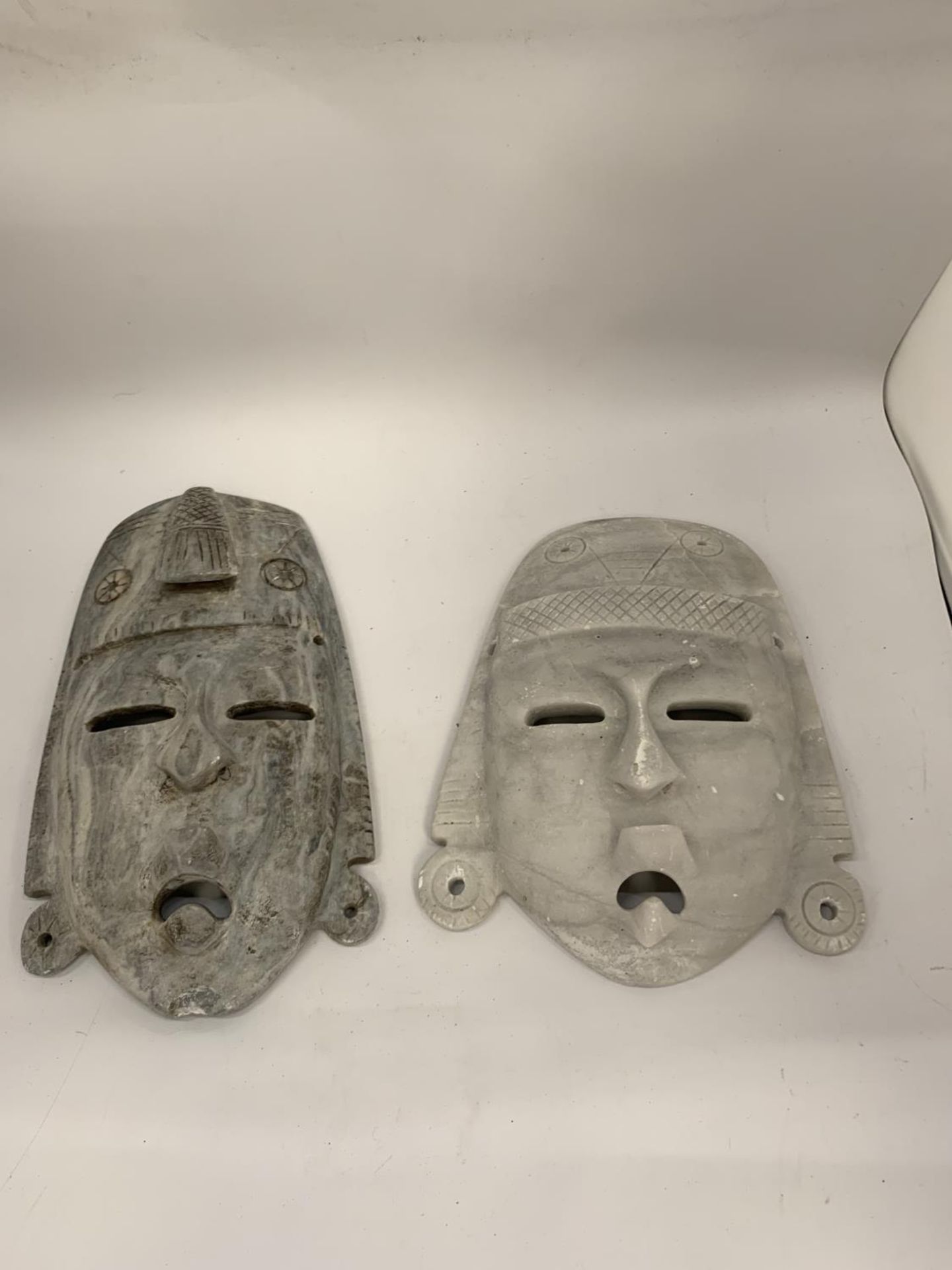 TWO MARBLE STYLE FACE MASK WALL PLAQUES