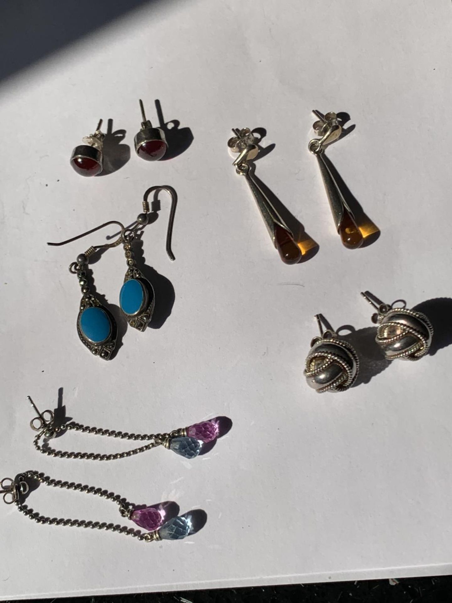 FIVE PAIRS OF OF SILVER EARRINGS