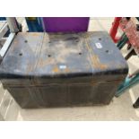 A LARGE METAL STORAGE TRUNK