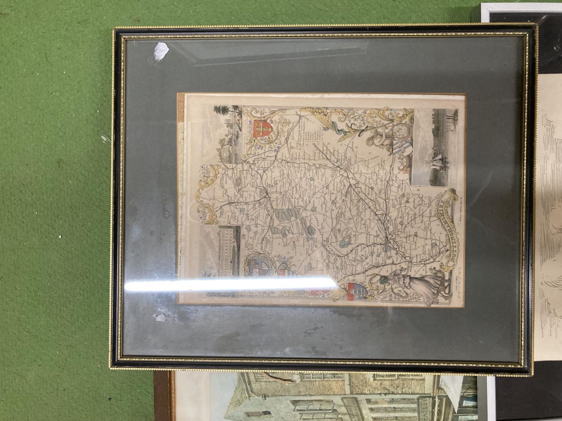 A QUANTITY OF FRAMED PRINTS TO INCLUDE A MAP, BUILDINGS, ETC - Image 8 of 10