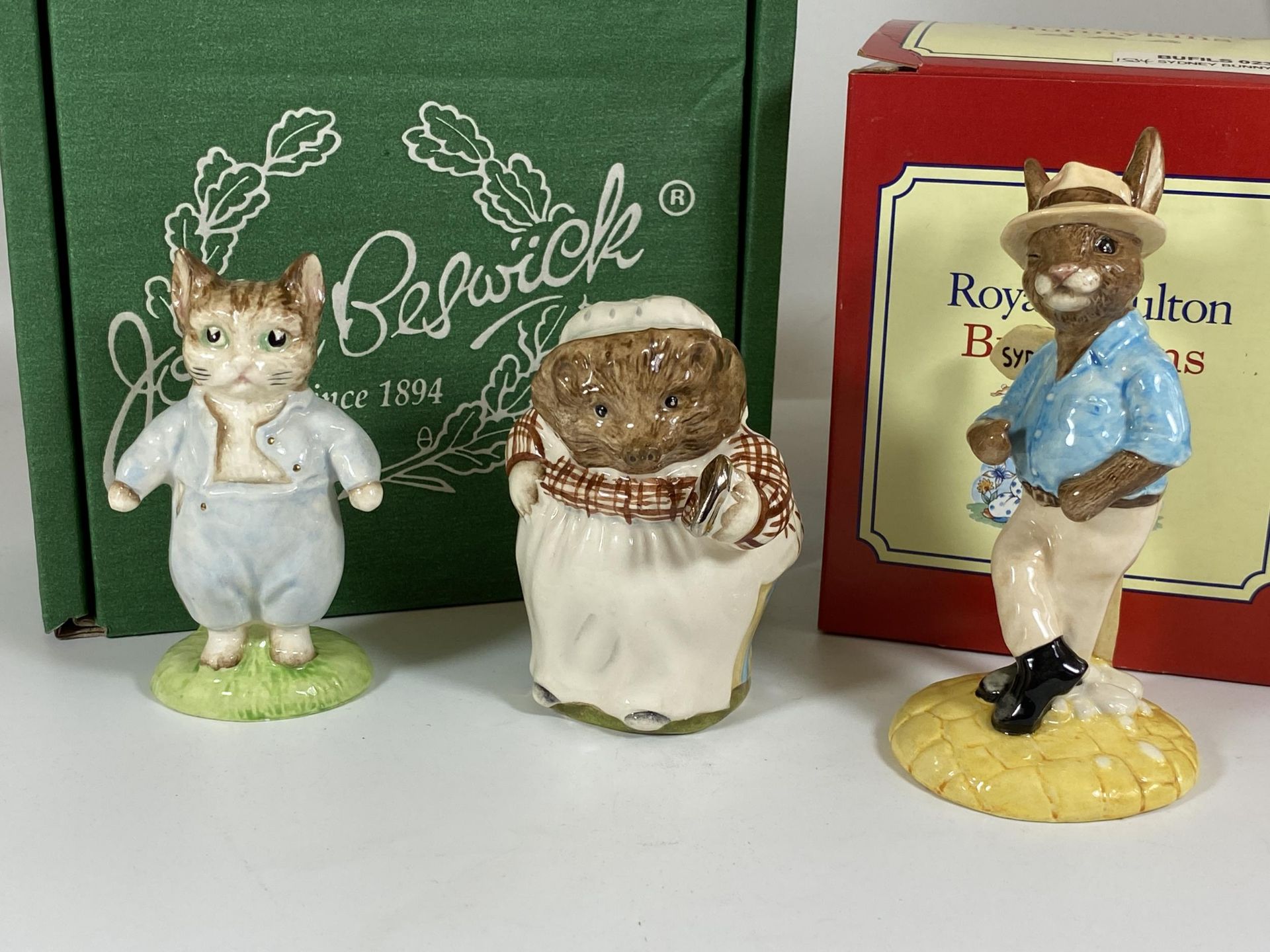 A GROUP OF THREE BOXED FIGURES, DOULTON BUNNYKINS AND TWO GOLD BACKSTAMP BESWICK BEATRIX POTTER - Image 2 of 3