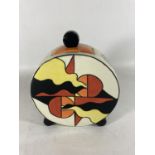 A LORNA BAILEY HANDPAINTED AND SIGNED LIDDED POT PATTERN MIRAGE