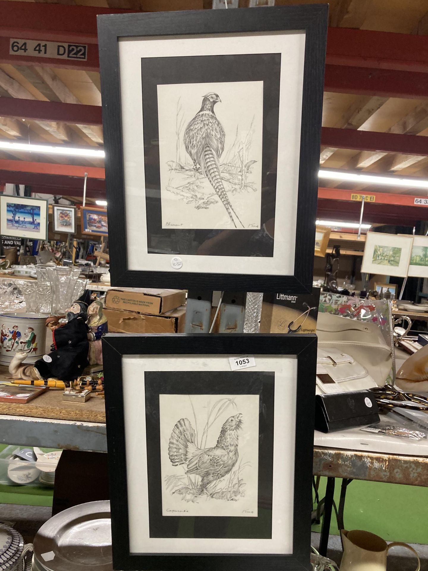 TWO PENCIL SKETCHED PRINTS, A CAPERCAILLIE AND A PHEASANT