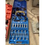 AN ASSORTMENT OF TOOLS TO INCLUDE A SOCKET SET AND A CLAMP SET ETC