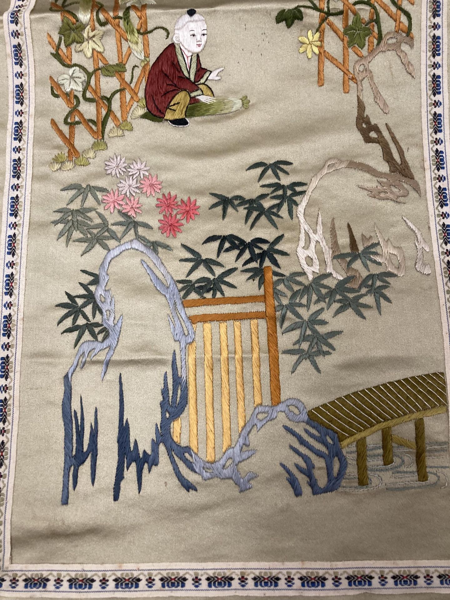 TWO ORIENTAL VINTAGE EMBROIDERED SILKS - Image 4 of 5