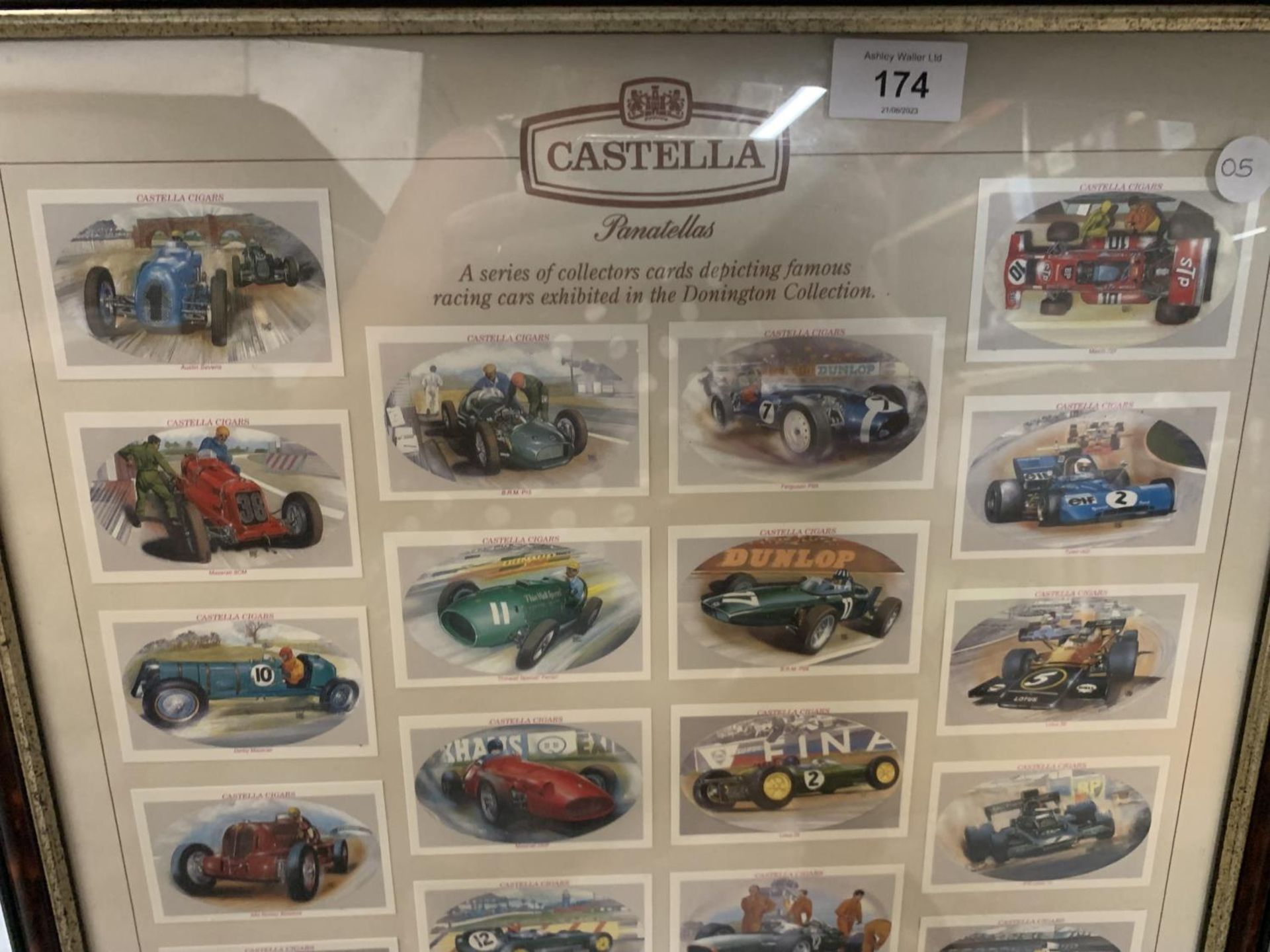 A COLLECTION OF DONNINGTON CASTELLA CIGAR CARDS IN A FRAME - Image 4 of 4