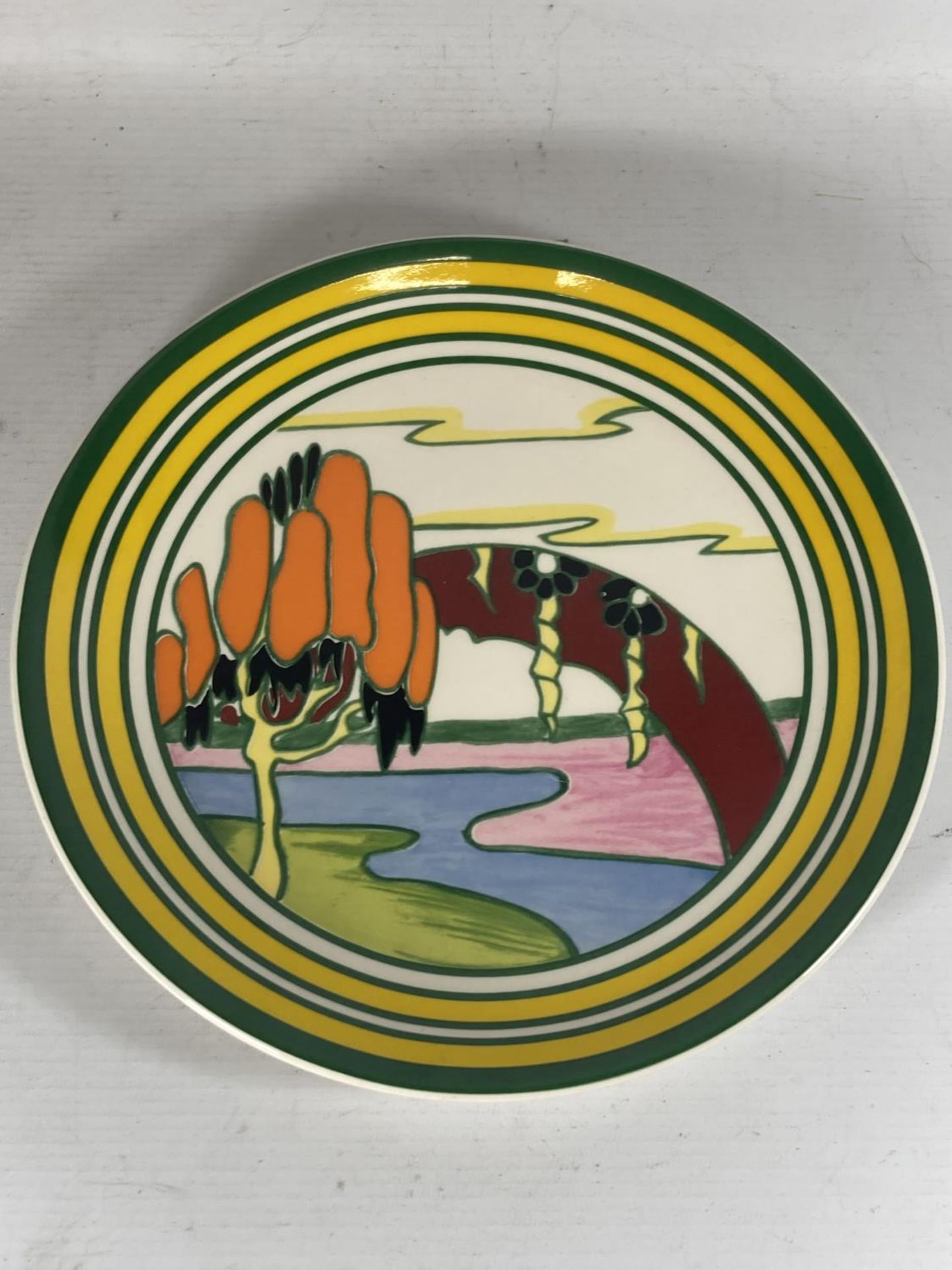 A WEDGWOOD CLARICE CLIFF LIMITED EDITION 10" SOLITUDE PATTERN PLATE