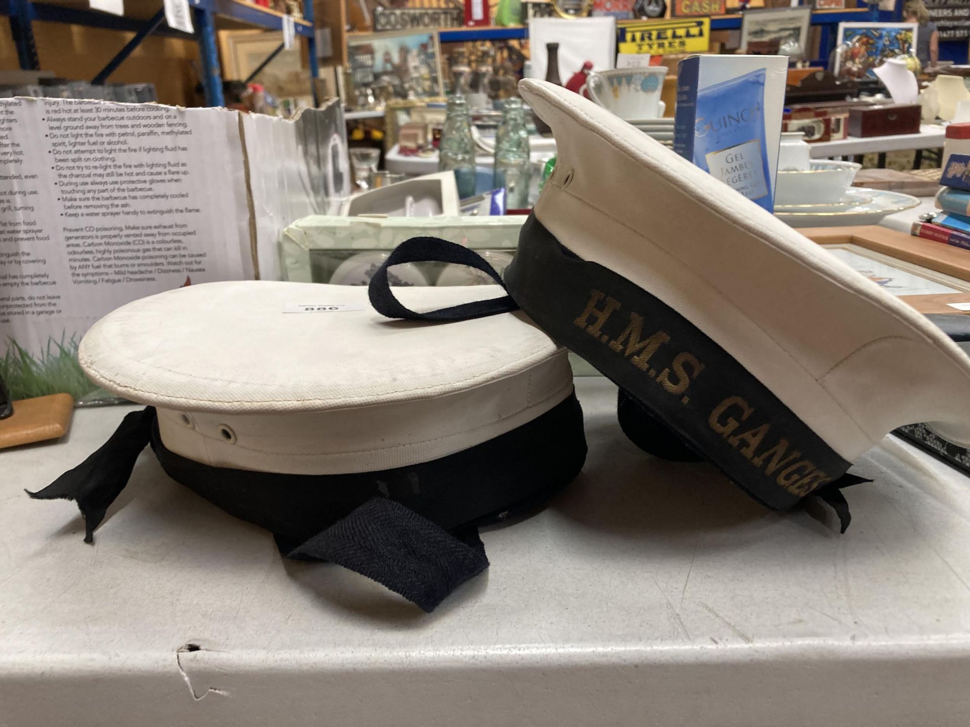 TWO H.M.S. GANGES SAILOR HATS