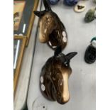 TWO CERAMIC HORSES HEAD WALL HANGINGS