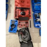 AN ASSORTMENT OF MECHANICS TOOLS TO INCLUDE AN ALTERNATOR BIT SET AND A COOLING SYSTEM FILLER ETC