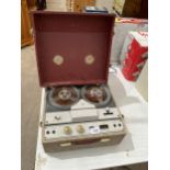 AN RGD TAPE TO TAPE PLAYER AND A PAIR OF WOODEN CASED SPEAKERS