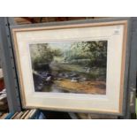 A FRAMED PENCIL SIGNED LIMITED EDITION PRINT TITLED 'STEPPING STONES'