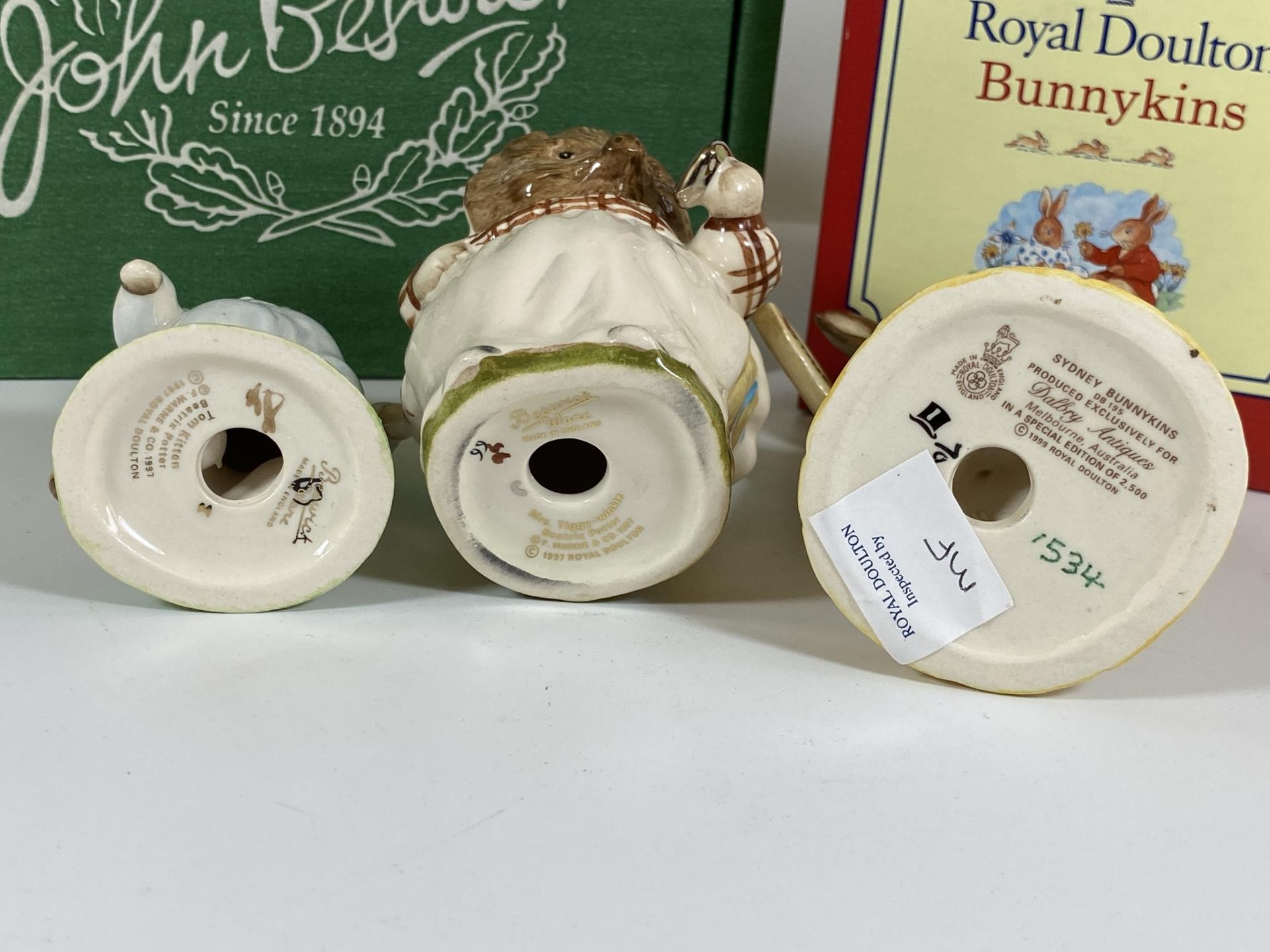 A GROUP OF THREE BOXED FIGURES, DOULTON BUNNYKINS AND TWO GOLD BACKSTAMP BESWICK BEATRIX POTTER - Image 3 of 3