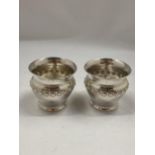A PAIR OF LONDON HALLMARKED SILVER POTS