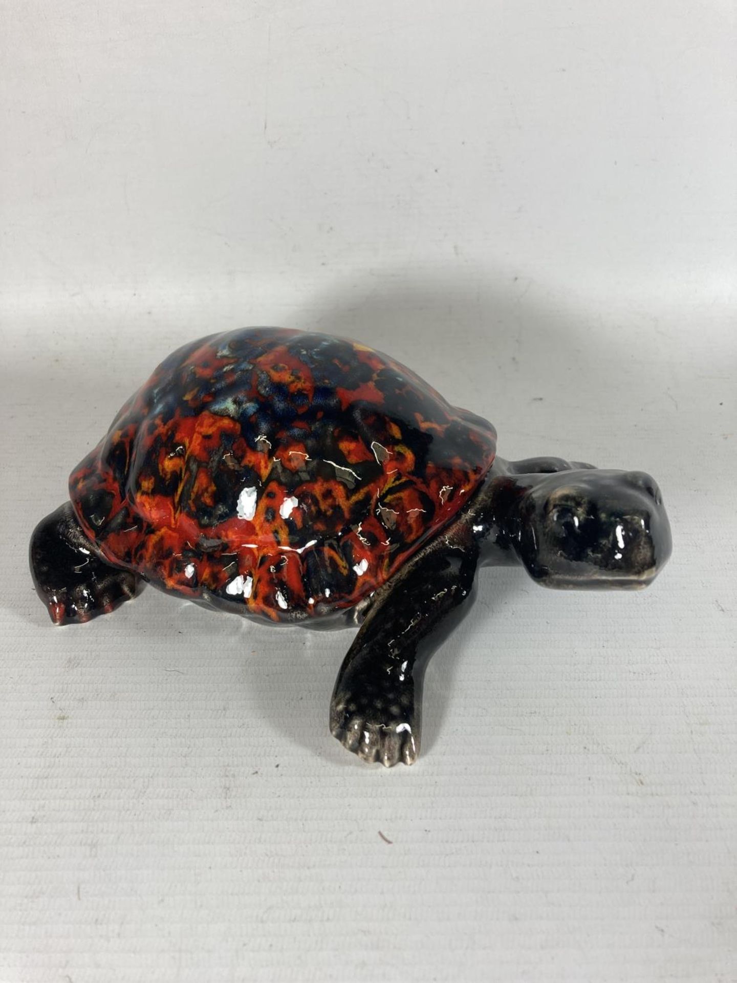 AN ANITA HARRIS TORTOISE FIGURE HAND PAINTED AND SIGNED IN GOLD