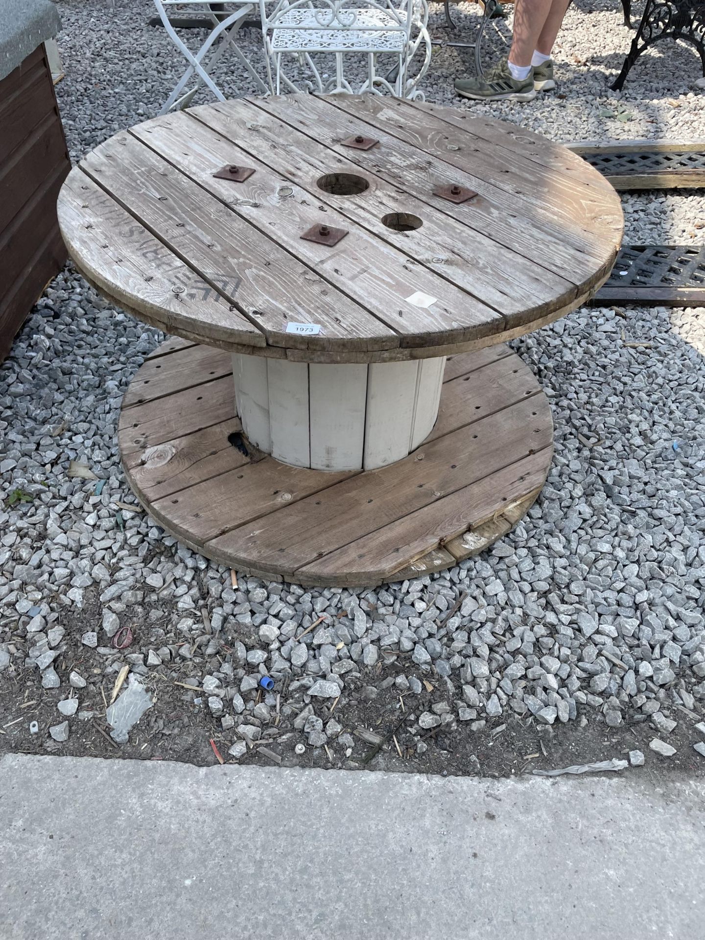 A WOODEN CABLE REEL