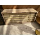 A VINTAGE WOODEN FIVE DRAWER ENGINEERS CHEST