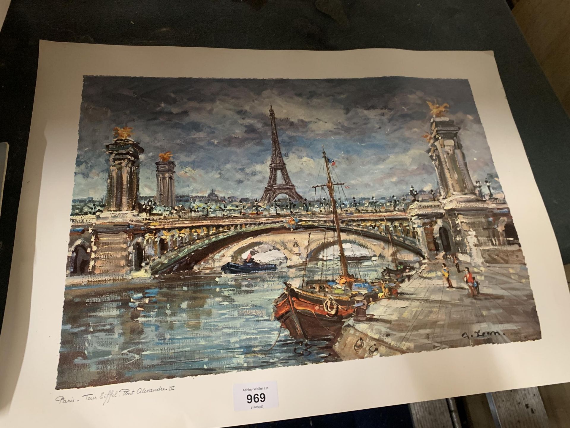 THREE UNFRAMED PRINTS OF PARIS, THE CHAMPS ELYSEES, PLACE DU TERTRE AND THE EIFFEL TOWER - Image 3 of 3