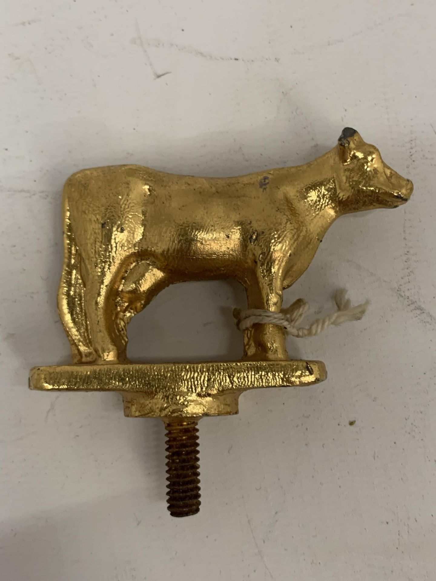 TWO VINTAGE GOLD PAINTED CAR MASCOTS - COW AND DOG - Image 4 of 4