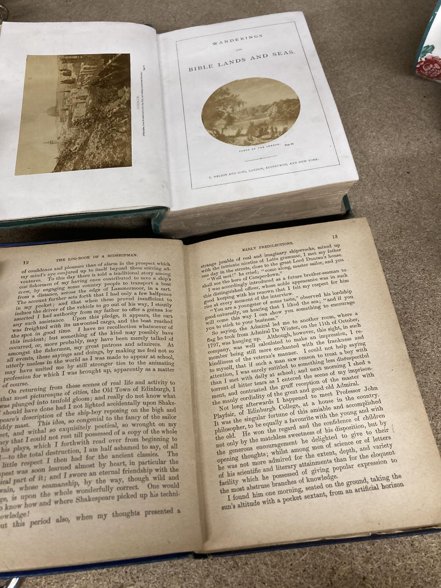 TWO ANTIQUE BOOKS, 'WANDERING OVER BIBLE LANDS AND SEA' PUBLISHED 1866 AND 'THE LOG BOOK OF A - Image 6 of 6