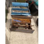 TWO METAL TOOL BOXES WITH AN ASSORTMENT OF TOOLS TO INCLUDE SPANNERS AND SOCKETS ETC
