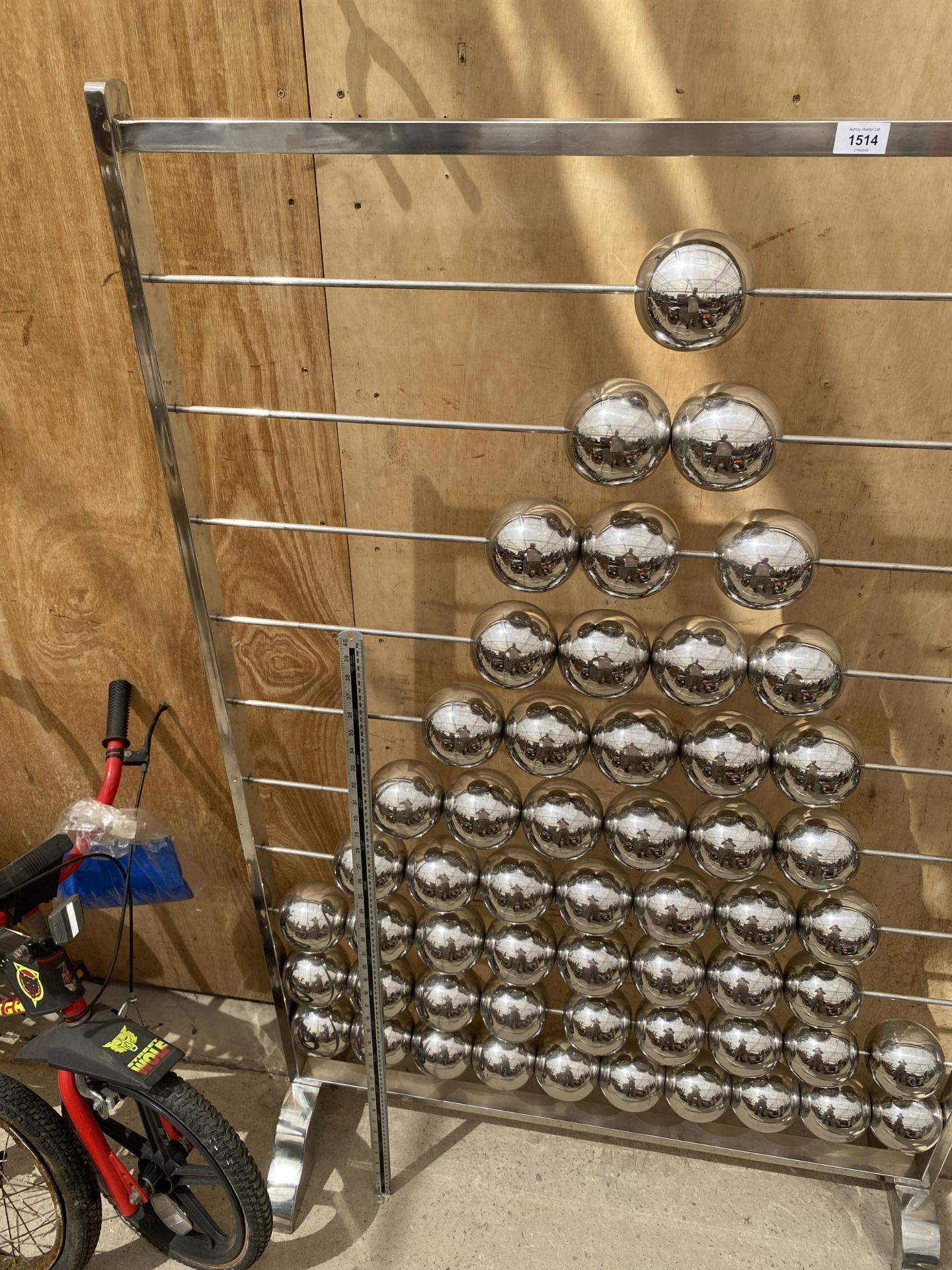 A LARGE STAINLESS STEEL ABACUS BY SAM AND SARA - Image 5 of 5
