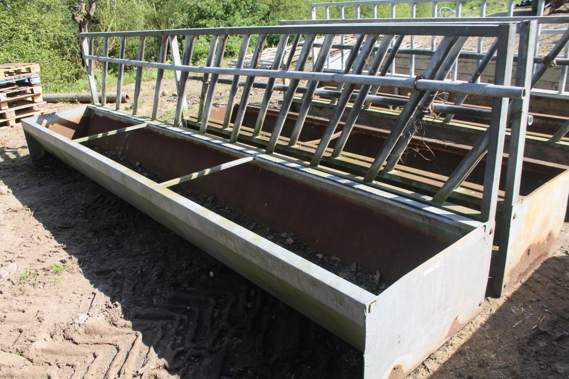 G.I. FEED TROUGH/BARRIER 15' WIDE X 30" WIDE X 20" DEEP + VAT