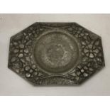 AN ARTS AND CRAFTS STYLE PEWTER DISH