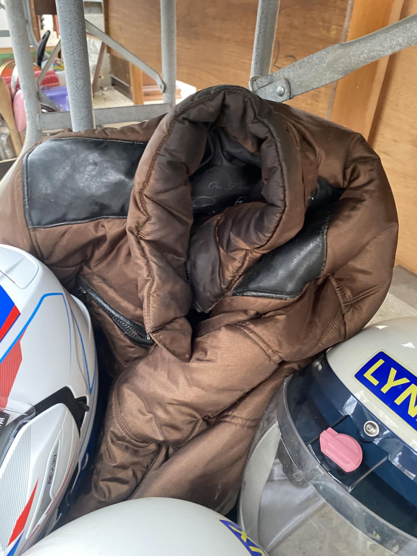 FOUR MOTORBIKE HELMETS AND A JACKET - Image 3 of 4