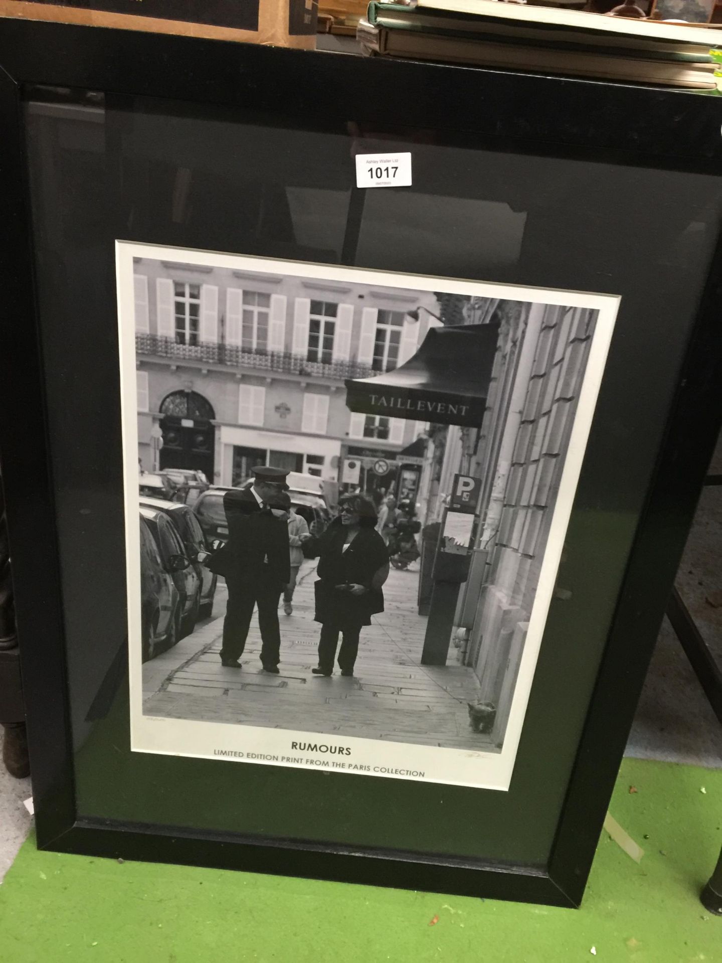 A FRAMED BLACK AND WHITE PRINT, 'RUMOURS' LIMITED EDITION FROM THE PARIS COLLECTION