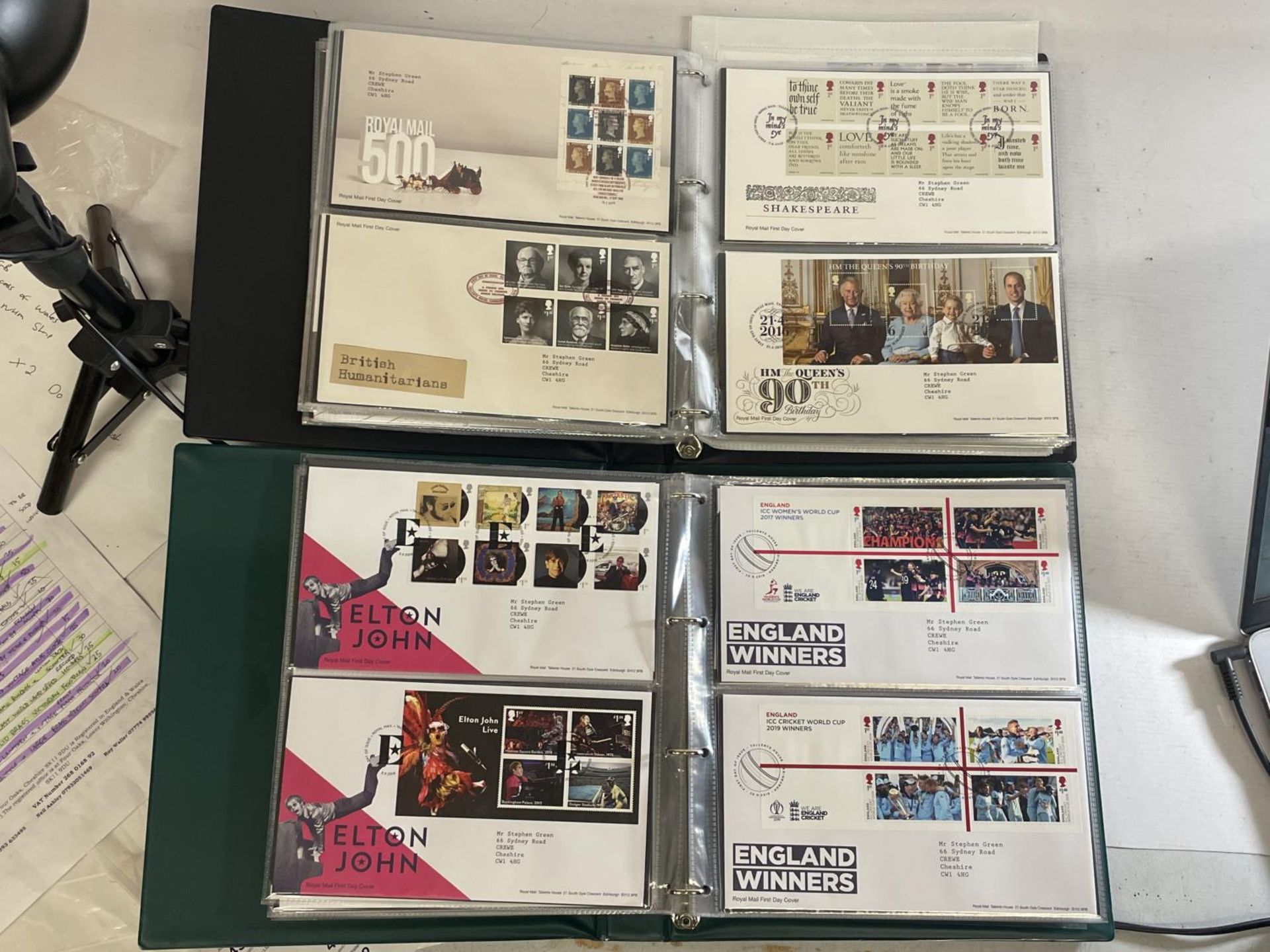 TWO ALBUMS OF ROYAL MAIL FIRST DAY ISSUES TO INCLUDE ROYALTY, HARRY POTTER, JAMES BOND, D-DAY, ETC