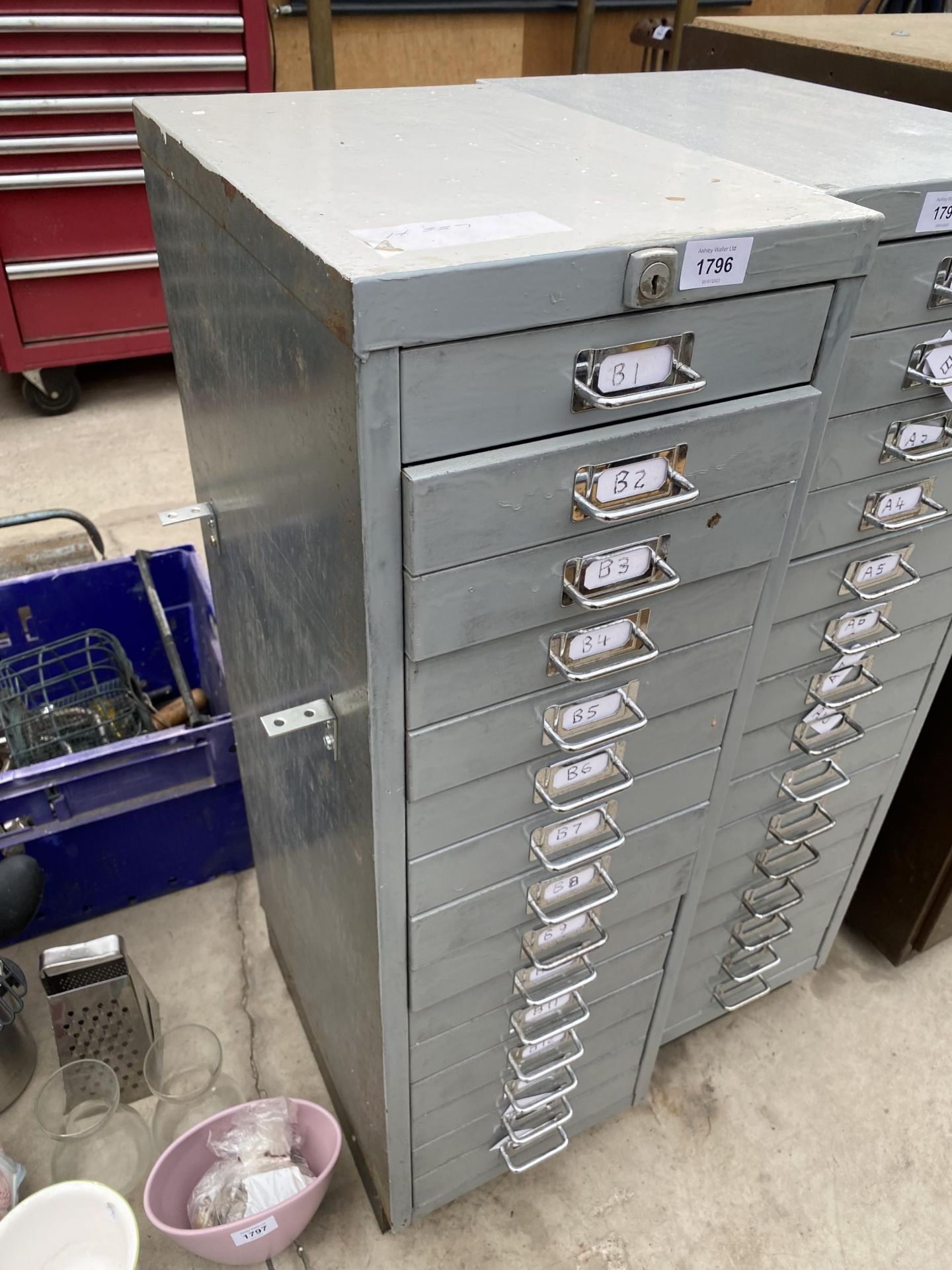 A MINIATURE 15 DRAWER FILING CABINET