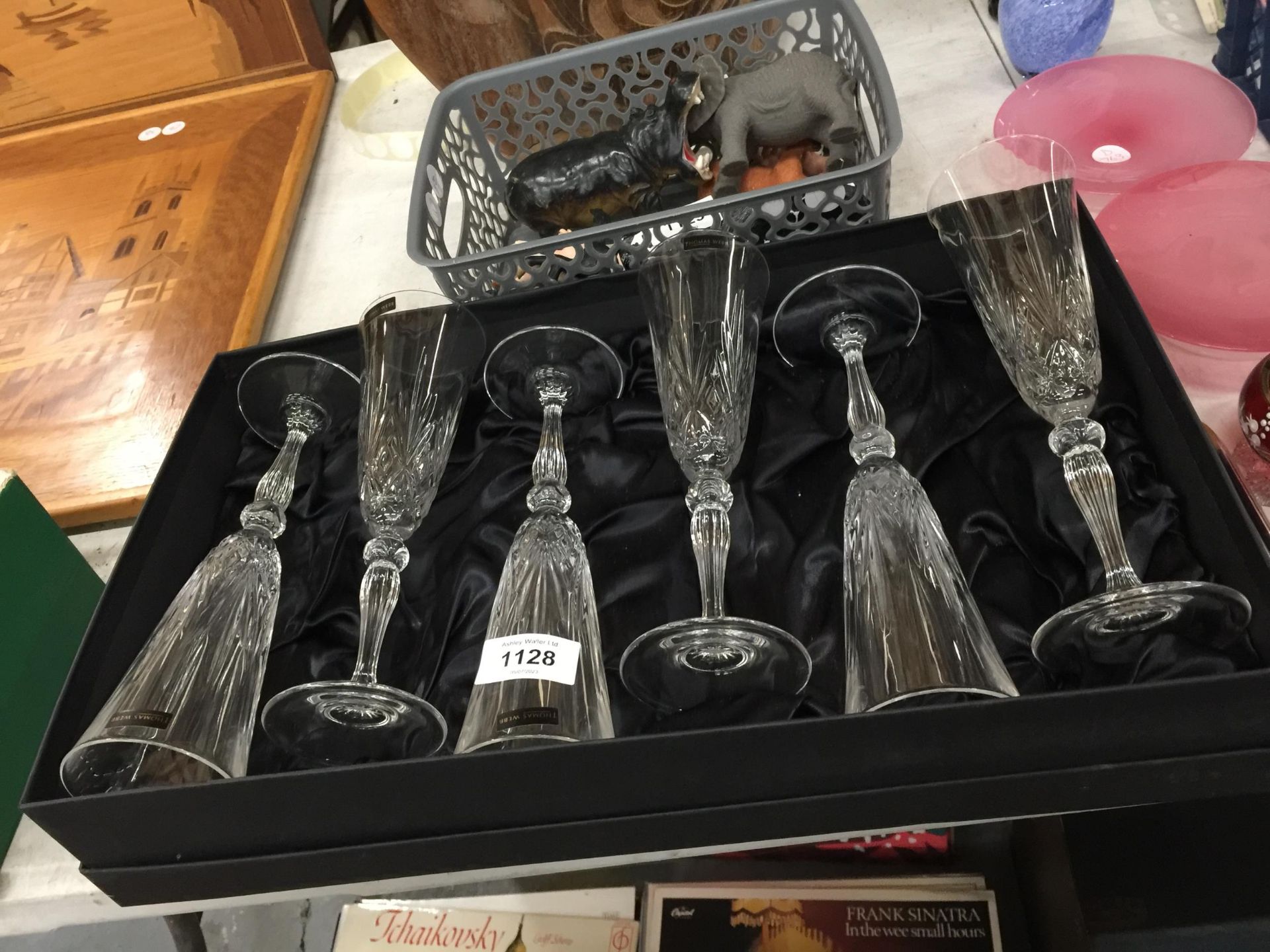 A BOXED SET OF THOMAS WEBB CRYSTAL CHAMPAGNE FLUTES - Image 2 of 2
