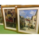 TWO LARGE PRINTS IN GILT FRAMES 80CM X 64CM