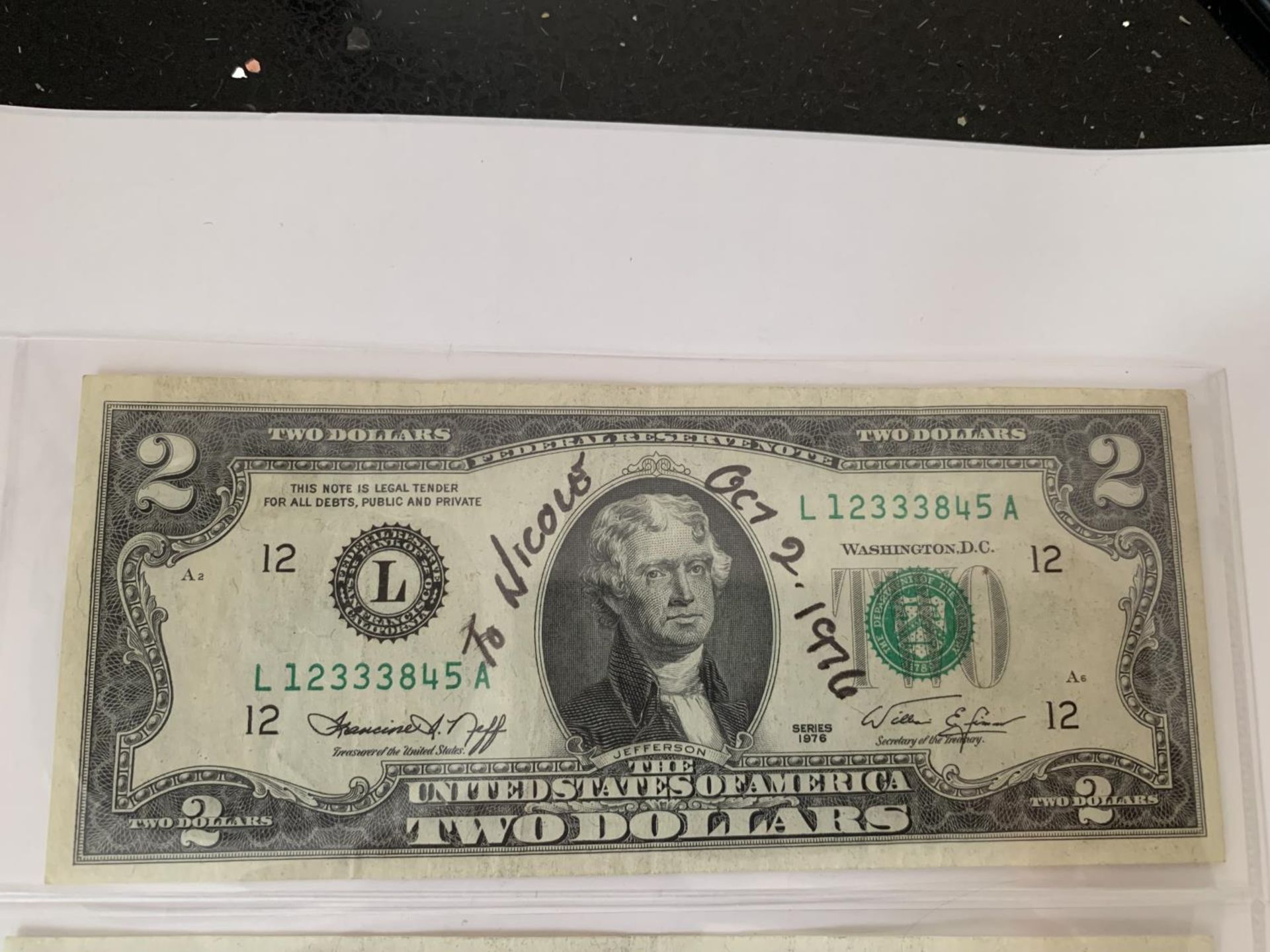 THREE UNITED STATES OF AMERICA FEDERAL RESERVE TWO DOLLAR NOTES SIGNED SIMON (1974-1977) - Image 2 of 5