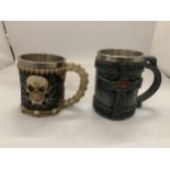 TWO GOTHIC STYLE TANKARDS