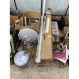AN ASSORTMENT OF HOUSEHOLD CLEARANCE ITEMS TO INCLUDE LIGHT FITTINGS AND DVDS ETC