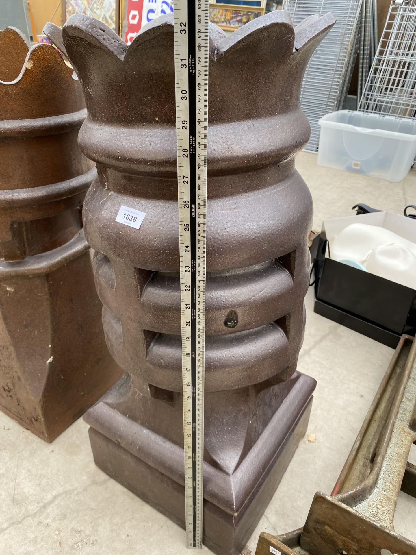 TWO BROWN SALT GLAZED CHIMNEY POTS - Image 3 of 3