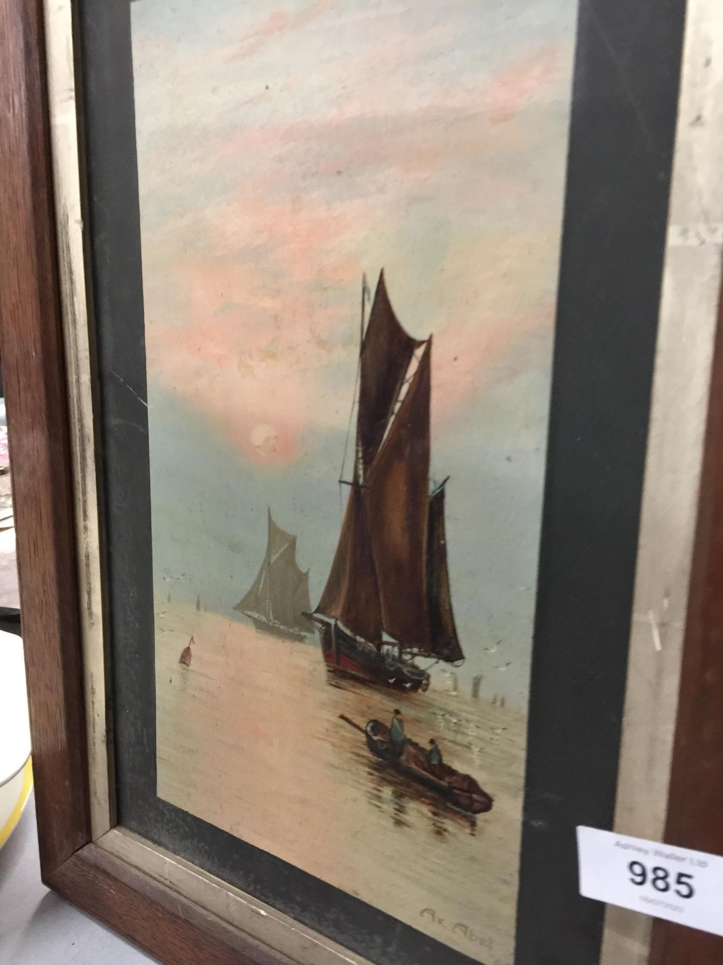A 1904 MARITIME OIL PAINTING SIGNED A V ABEL - Image 2 of 2