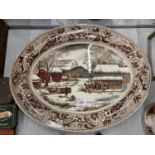 A VINTAGE JOHNSON BROS 'HOME FOR THANKSGIVING' LARGE MEAT PLATTER