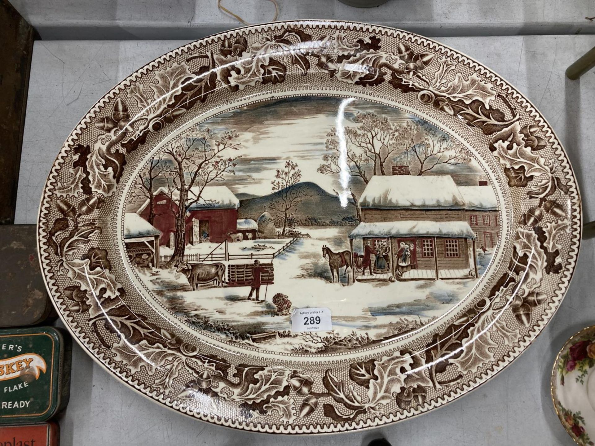 A VINTAGE JOHNSON BROS 'HOME FOR THANKSGIVING' LARGE MEAT PLATTER
